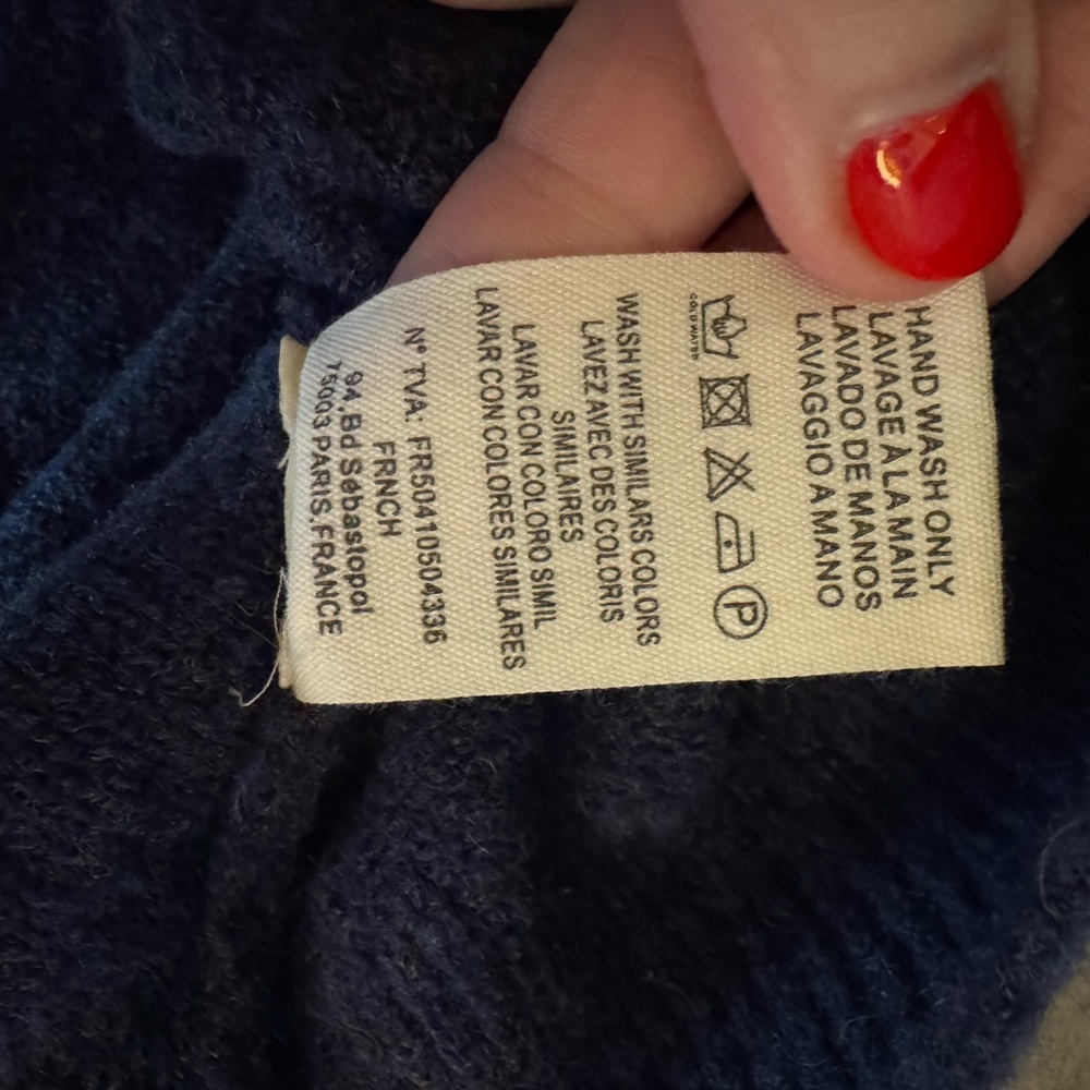 FRNCH Navy and Green Art Club Sweater - Picture 8 of 10
